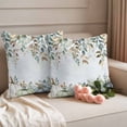 thumbnail image 2 of Green Blue Pumpkin Fall Outdoor Waterproof Pillow Covers, Thanksgiving Eucalyptus Leaves Floral Decorative Square Throw Pillowcase Sofa Cushion Sham for Patio/Couch/Chair, 26"x26" 2 Pack, 2 of 8