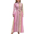 thumbnail image 2 of Pink Dots And Stripes Dress Flowers Hearts Print Elegant Maxi Dress High Waist Long Sleeve Street Fashion Beach Long Dresses, 2 of 5
