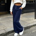 thumbnail image 6 of BRELIL Women's Wide Leg High Waisted Ribbed Casual Lounge Pants Long Pajama Pants Fall Winter Fashion Outfits Loose Baggy Trousers for Party, Navy S, 6 of 9