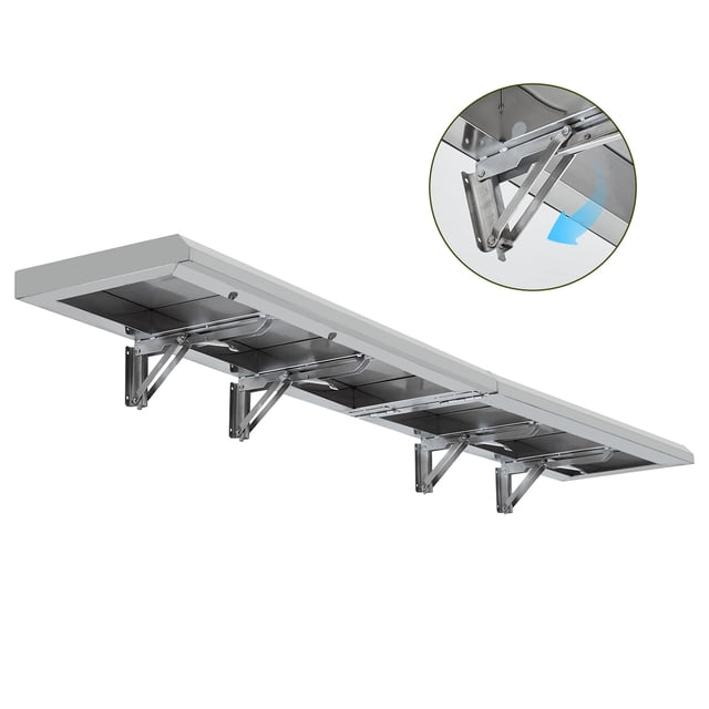 GloryStar Étagère de Service de Concession Rabattable et Pliante, Support en Acier Inoxydable à Bord Trapézoïdal pour Roulotte, Fenêtre de Service, Restaurant Ou Garage