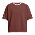 thumbnail image 4 of TAmten Mens T-Shirt Knit Short Sleeve Crew Neck Contrast Trim Knit T-Shirt Wine,L, 4 of 4