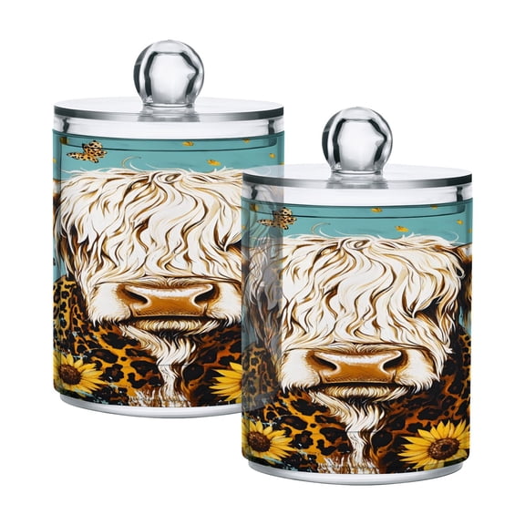 Highland Cow and Sunflowers Translucent Plastic Cans Storage Canisters with Lid Set of 2