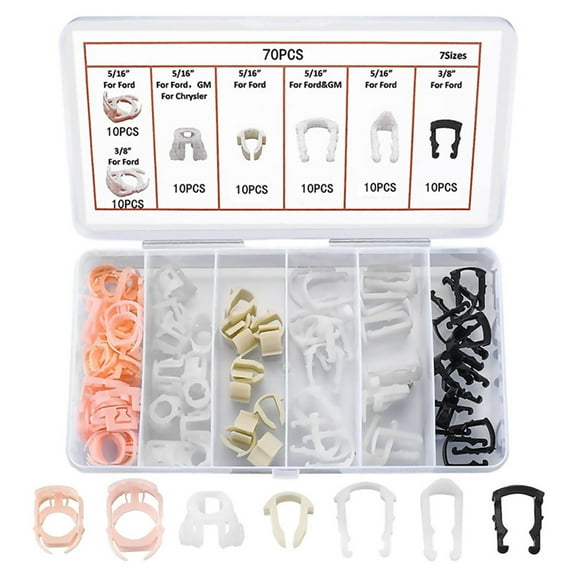 70x Fuel Line Retainer Clip Assortment for Ford Vehicles Nylon Clips for Secure Fuel Line Connections