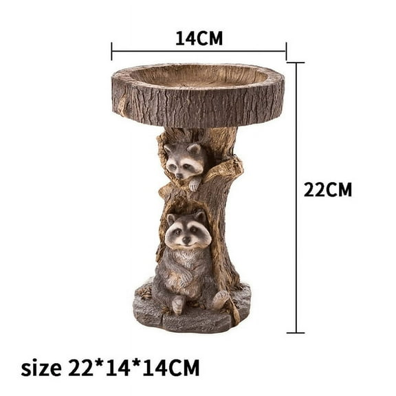 Resin Raccoon Birdbath Polyresin Antique Garden Bird Bath For Home Garden Yard