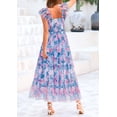 thumbnail image 2 of Vestido PRETTYGARDEN Floral Azul y Rosa Sin Mangas Midi L Grande, 2 of 8