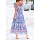 thumbnail image 2 of Vestido PRETTYGARDEN Floral Azul y Rosa Sin Mangas Midi L Grande, 2 of 8