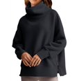 thumbnail image 3 of LANGWYQU Long Sleeve Turtle Neckline Women Casual Hoodies Side Zipper Sweatshirt, 3 of 5