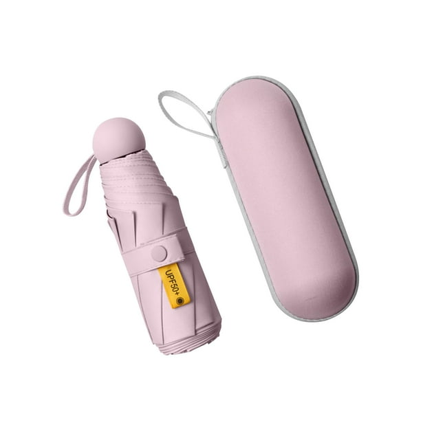 Sombrilla de viaje plegable, ligera, pequeña, plegable, duradera, con 8 varillas, 5 Rosa claro