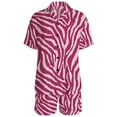 thumbnail image 3 of Womens Pajama Sets 2 Piece, V Neck Button Down Short Sleeve Pajamas for Women, Soft Polyester Homewear Lounge Set, Leopard Zebra Print Sleepwear S-3XL, 3 of 9