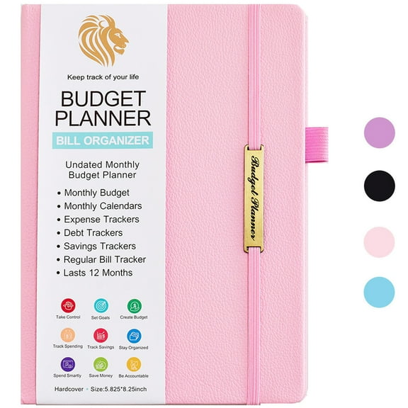 CTCMSP Pink Financial Years Budget Planner,Leather Monthly Budget Book with Expense Tracker Notebook