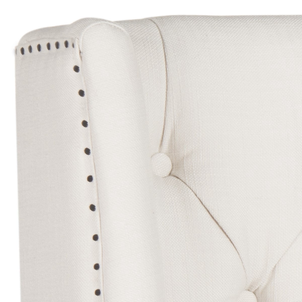 SAFAVIEH London Retro Winged Tufted Headboard with Flat Nail Heads, Twin, Cream
