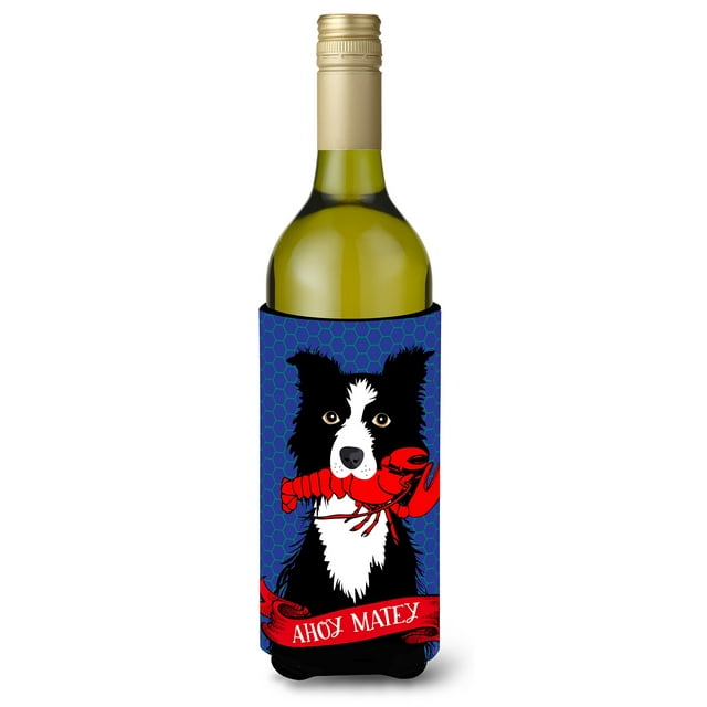 ""Caroline'S Treasures Vha3011Literk Botella De Vino Ahoy Matey Border Collie Náutico Koozie Hugger 750 Ml Multicolor""