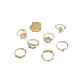 thumbnail image 2 of Womens Gold Plated Ring Set 8 Piece Exaggerated Irregular Full Diamond Two Tone Design Geometric Alloy Rings Collection, 2 of 6