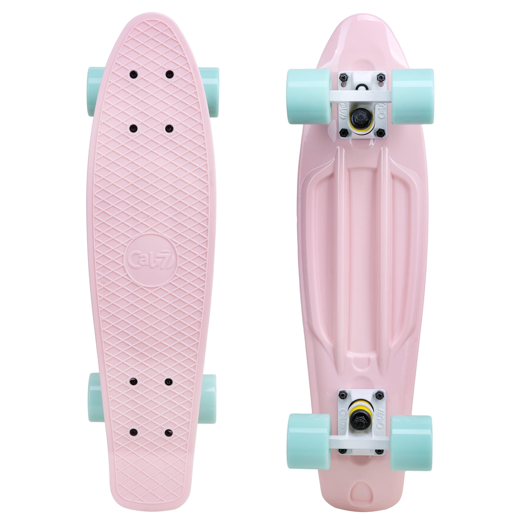 cal 7 complete mini cruiser skateboard, 22 inch plastic in retro design  (lotus)