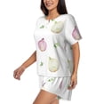 thumbnail image 5 of Pajamas For Women Set, Minimalist Onion Leaf Pj Lounge Sets For Women 2 Piece, Soft Short Sleeve Sleepwear, 5 of 8