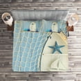 thumbnail image 2 of Ambesonne Nautical Quilted Coverlet 3 Pcs, Marine Starfish, Queen Size, Blue White, 2 of 2