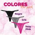 thumbnail image 1 of Tanga Hilo Dental Encaje Colores Sexy Para Mujer 3 Pzas Sexy Pink, 1 of 1