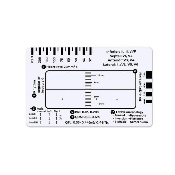 Regla De 7 Pasos Regla De Plástico Herramienta De Medición Regla De 7 Pasos Para Interpretación De Ecg Calibres Ecg Transparentes Herramienta De Medición Fácil De Transportar Regla Siga Una 7