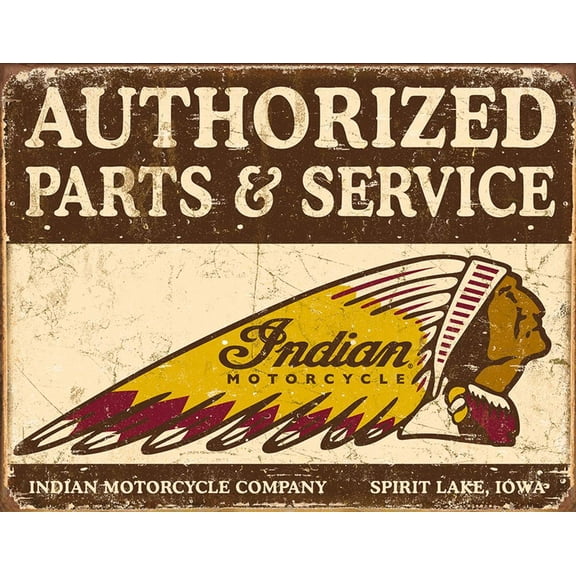 Authorized Indian Parts and Service Tin Sign Tin Sign - 12.5x16