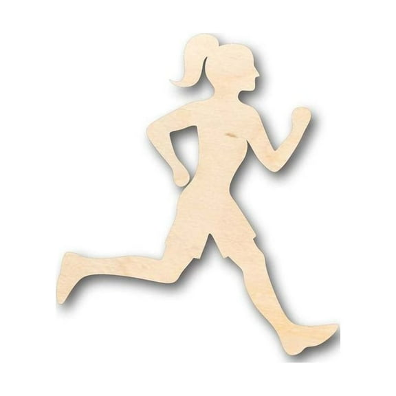 Unfinished Wood Running Girl Shape - Track Cross Country - Sports - Room Decor - up to 46" DIY 6" / 1/4"