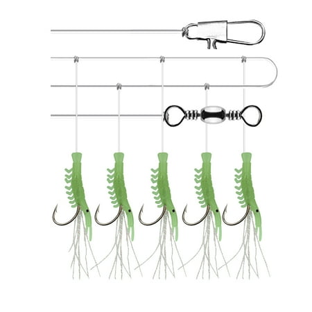 3 Strings Tack Bait Professional Fishing Hook Lure Soft Luminous Shrimp Jigs Fluorescence