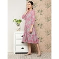 thumbnail image 3 of Janasya Women's Pink Georgette Floral Printed A-line Dress, 3 of 5