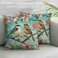 thumbnail image 3 of ONETECH Green Chinoiserie Pillow Cover  Spring Pink Tree  Decorative Outdoor Throw Pillow Covers  Vintage Flower Cushion Cover for Sofa Couch Home Bedroom, 3 of 5