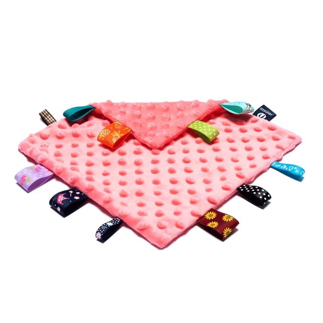 Toalla Baby Appease Towel Cómoda manta de seguridad con etiqueta para bebés con etiquetas de colores Suave edredón Toalla calmante de felpa para bebés y niños pequeños insular Toalla