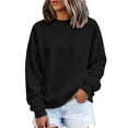 thumbnail image 4 of QIbmong Mock Neck Sweatshirt Women Long Sleeve Oversized Pullover Casual Fall Winter Soft Cotton Top(XXL,Black), 4 of 9