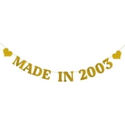 20th Birthday Party Banner - Gold Glitter Garlands for a Man Born in 2003 - MADE IN 2003 - ABCpartyland