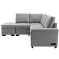 thumbnail image 3 of Velvet Modern Sectional Couch with Pull Out Bed, L Shaped Sleeper Sofa with Storage Ottoman, Hidden Storage Arm and Charging Ports, Pull Out Corner Couch for Living Room, Gray, 3 of 8