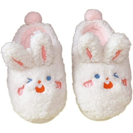 

CoCopeanut Women Cute Bunny Slippers Warm Winter Animal Memory Foam Fleece Plush Slipper Indoor Outdoor Closed Heel Shoes