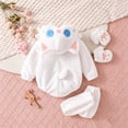 thumbnail image 6 of CUZIBR Girl Halloween Boy Fuzzy Cat Onesie With Gloves Leg Warmer Animal Romper Bodysuit Hooded Zip Up Long Sleeve Funny Dress-up Party Clothes,White,3-6 Months, 6 of 8