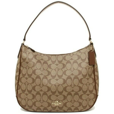 Francesco Biasia Top Zip Shoulder Bag - BRAND NEW WOMEN'S COACH (F29209) SIGNATURE ZIP HOBO SHOULDER BAG HANDBAG (Khaki/Saddle)