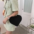 thumbnail image 2 of Heart Shaped Rhinestone Shoulder Bag Shiny PU Chain Purse Handbag (Black), 2 of 9