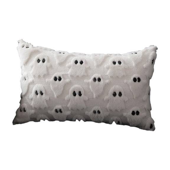 Lumifun Halloween Ghost Embroidery Decorative Pillow Covers 12 x 20 Inch, 3D Neutral Tufted Embroidery Spooky Ghost Cushion Pillow Case, for Couch Home Living Room Bed Decor
