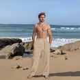 thumbnail image 4 of Nestiefly Men's Cotton Linen Pants, Summer Casual Loose Fit Beach Trousers with Elastic Waist Drawstring & Deep Pockets 2026 Khaki L, 4 of 7