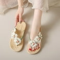 thumbnail image 6 of Bxsruta White Flower-Embellished Flip Flops with Decorative Centers, Woven Sole for Beach Trips & Casual Wear, 6 of 8