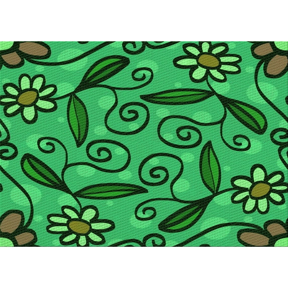 Ahgly Company Indoor Rectangle Patterned Deep Emerald Green Area Rugs, 7' x 10'