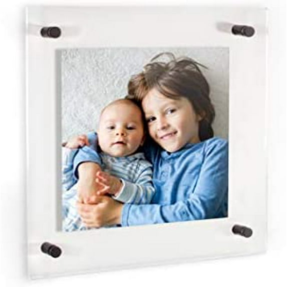 floating frame for pictures up to 10x10 inches (full frame is 14x14) with black standoff wall mount hardware, -109-10x10-72