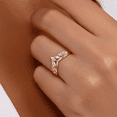 thumbnail image 2 of Marquise Curve Ring- Diamond Chevron Ring in 14K Yellow Gold Finish- Stackable Ring Enhancer for Solitaire Ring, 2 of 2