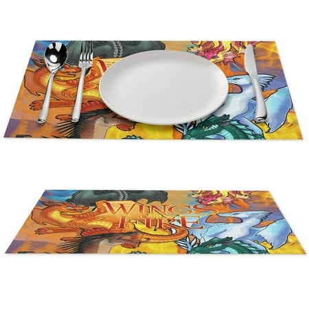 

Wings of Fire Cartoon placemats are suitable for indoor dining table mats 6 PCS
