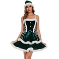 thumbnail image 3 of Traje de Navidad con chal, pana roja y verde, disfraz de Cosplay para fiesta de Navidad, uniforme sexy para niña, 3 of 5
