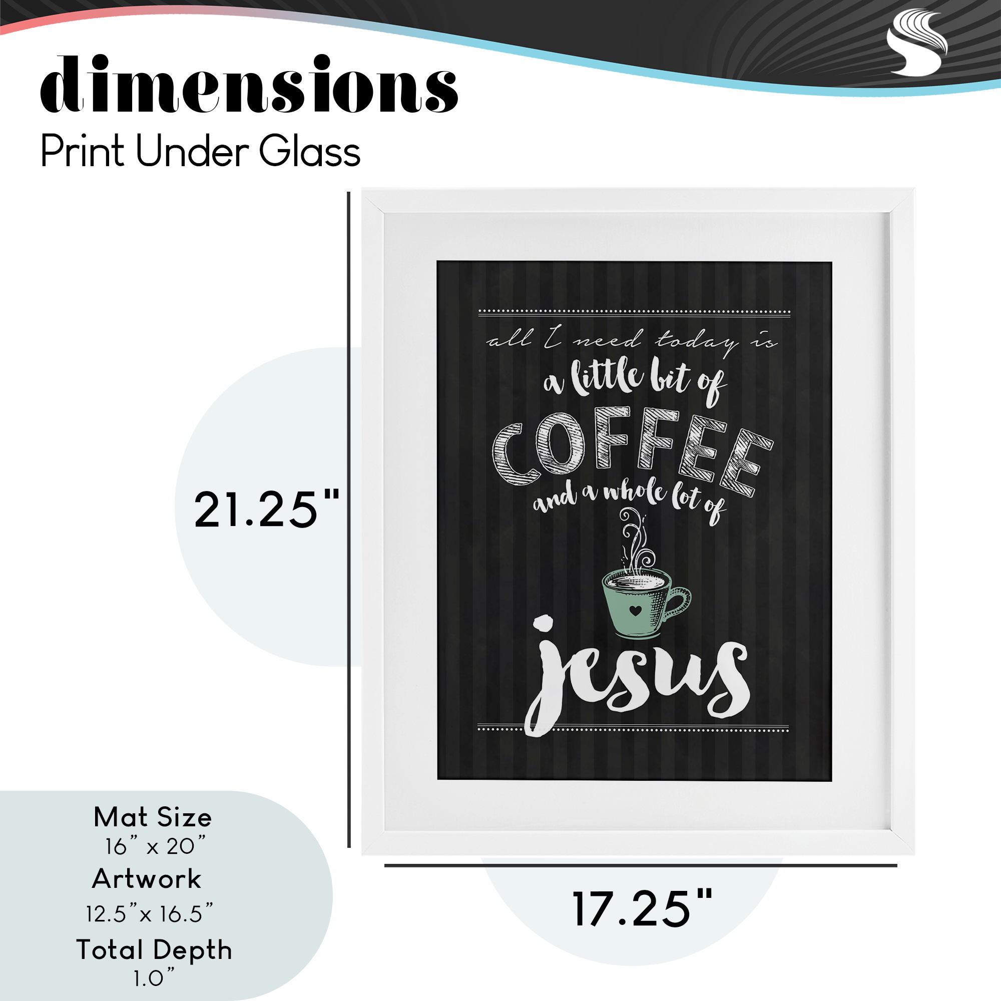 Little Coffee & Whole Lot Of Jesus White Framed Print Under Glass, design by Lettered and Lined