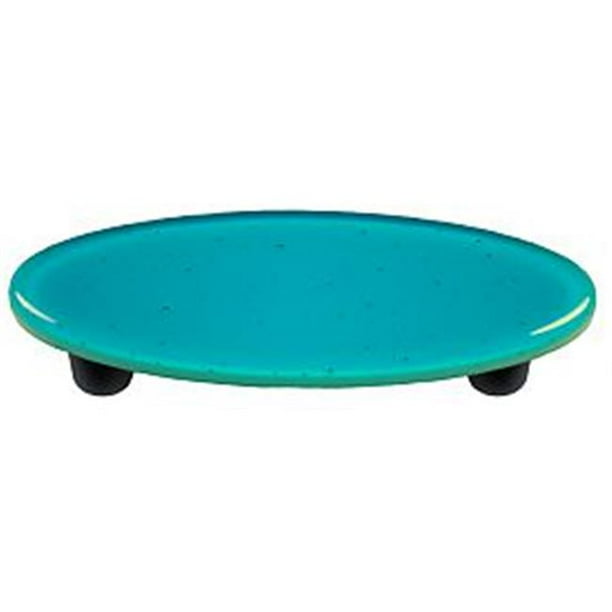 Hot Knobs HK1027POB Turquoise Blue Oval Glass Pull Black
