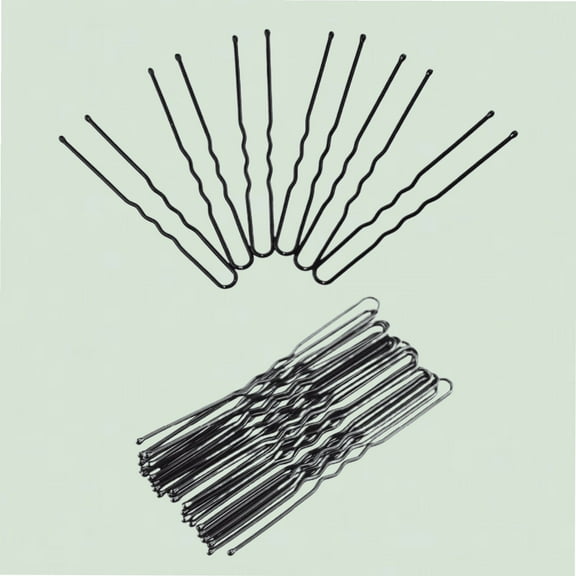 100 PCS Black U Shaped Hair Pins Large Heavy Duty Crinkled Hair Pins for Women Girls(2 inch)