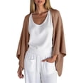 thumbnail image 4 of BODOAO Fashionable Women's Open Front Cardigan 3/4 Sleeve Elegant Flowing Design Plus Size Soft Comfortable Layers Ideal for Home Work Travel or Everyday Stylish Layering Look Rose Gold XL, 4 of 4