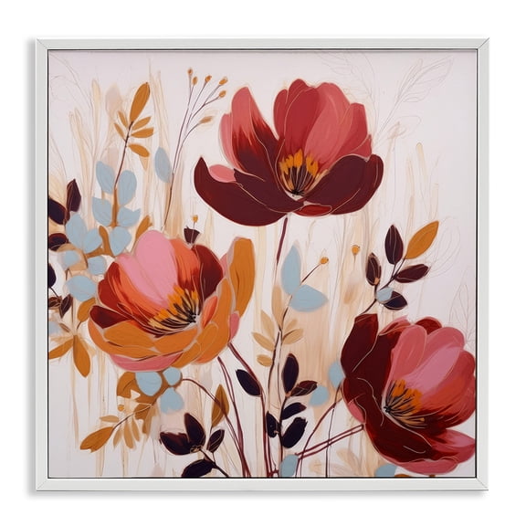 Stupell Industries Contemporary Red Modern Roses White Framed Giclee Art, 12 x 12, by Lazar Studio