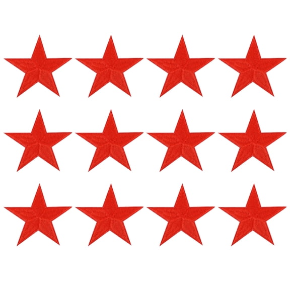 Uxcell 12Pack Iron on Star Patches, Sew on Star Embroidered Patches, DIY Applique Repair Patch for Crafts, 82mm Bright Red