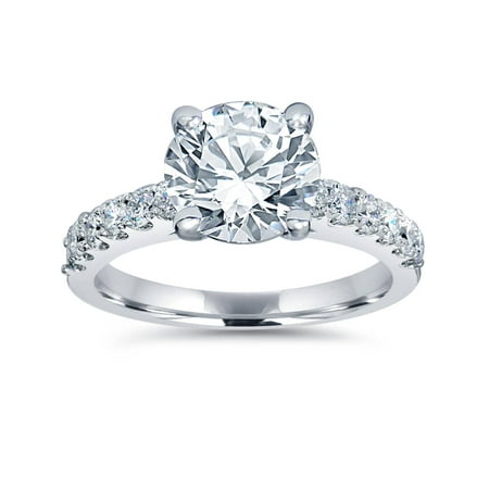 F/G-SI 2ct Diamond Engagement Ring Solitaire W/ Accents 14K White
